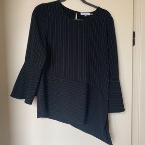 Asymmetrical CK pinstripe blouse